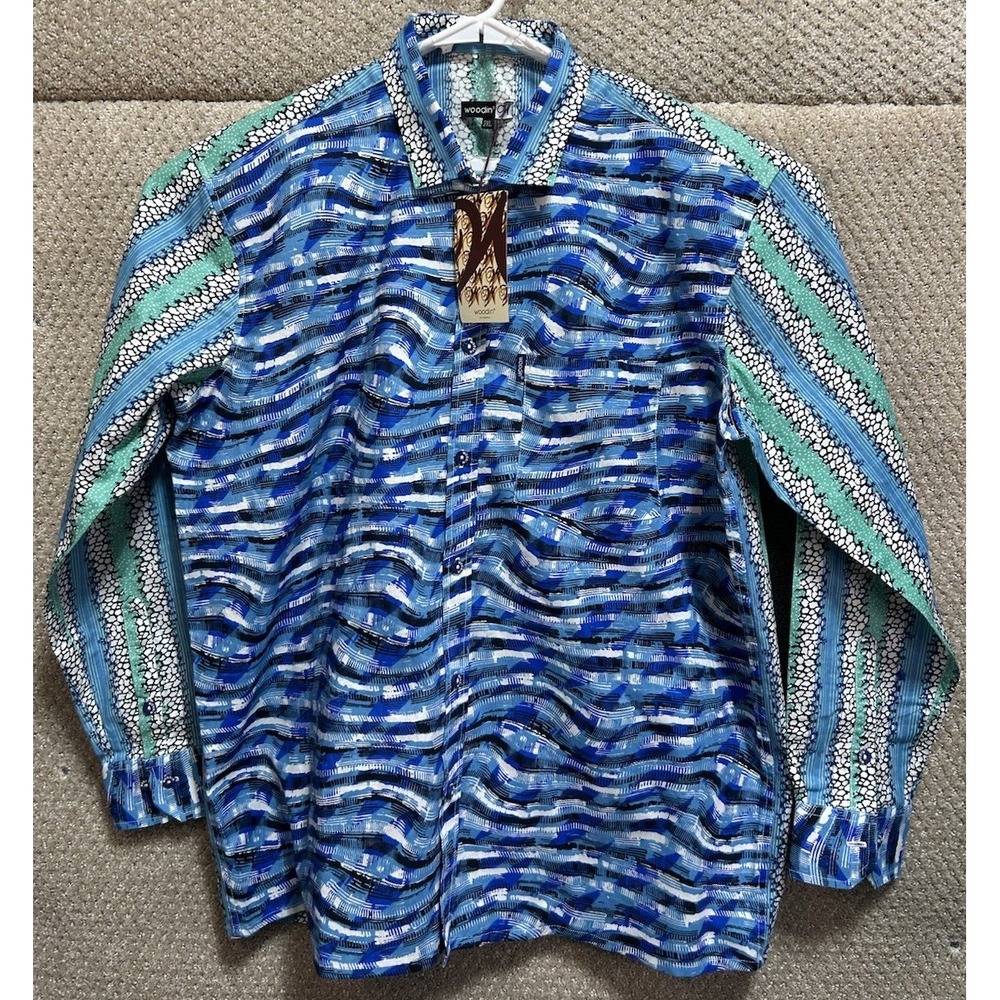 Woodin David Pre Button Long‎ Sleeve Shirt Multicolored Men's 2XL NWT